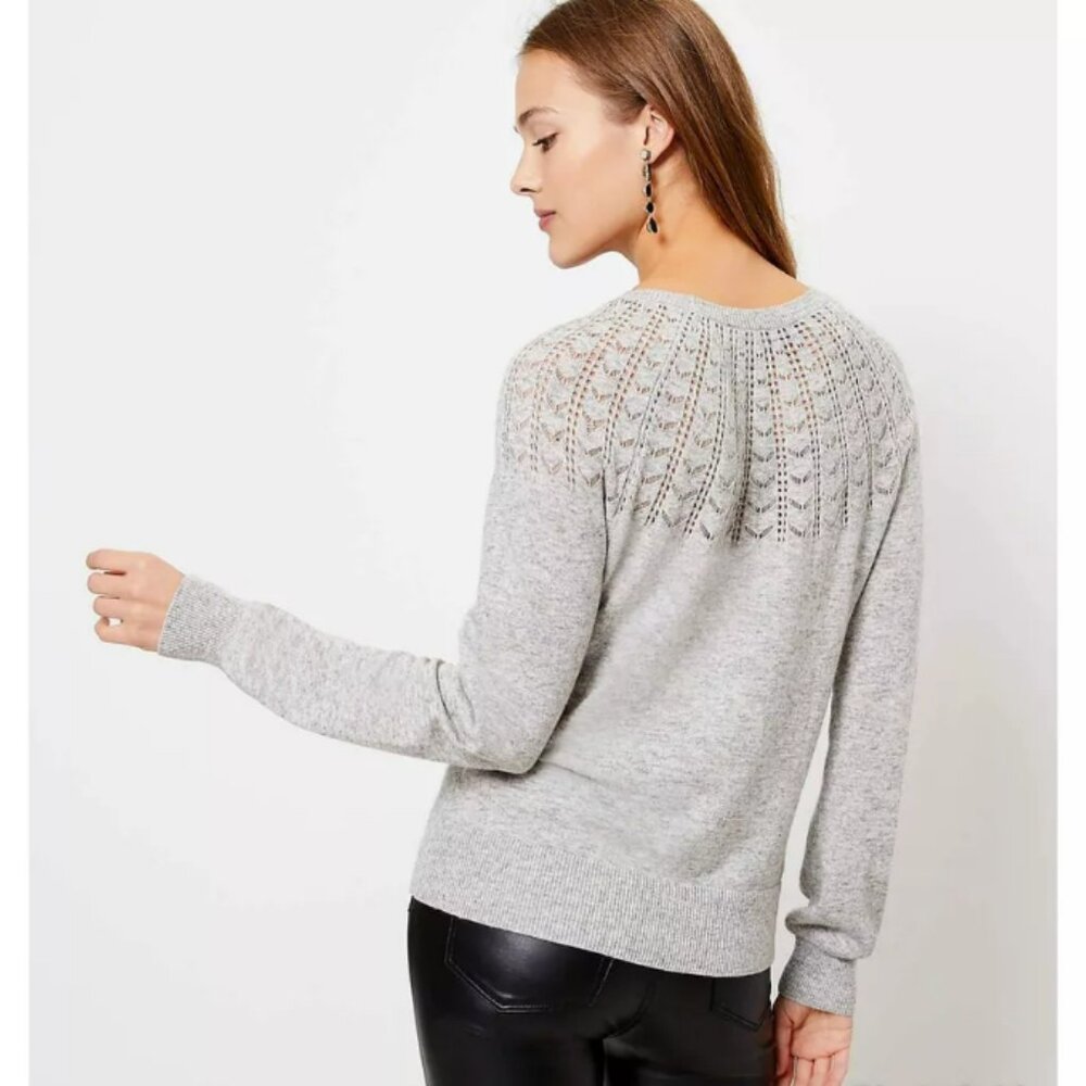 Ann Taylor LOFT Soft Gray Pointelle Sweater